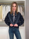  MQTIME  -  Fashion Geometric Printed Knitted Jackets For Women 2026 Autumn Long Sleeve Sweater Coats Single Breasted Lady Street Chic Tops