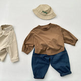 MQTIME  -  Autumn New Children Long Sleeve T Shirts Solid Baby Boys Casual T Shirts Cotton Girls Loose Bottoming Tops Kids Clothes