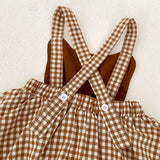 MQTIME  -  Autumn New Baby Clothing, 0-5 Year Old Female Baby, fashionable and versatile embroidered checkered suspender dress