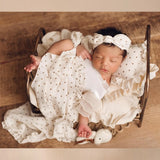 MQTIME  -  Newborn Props For Photography Soft Skin Friendly Double-Layer Cotton Blanket/Lace Pillow/Headband Photography Accessories