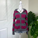 MQTIME  -  Casual Punk Y2K Woman's Clothing Long Sleeve Sweater emo Daily Fashion Knitwear Vintage Hooded hood Soft Chic Stripes Cardigan