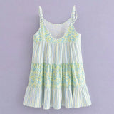 MQTIME  -  Striped Mini Dress Round Neck Beach Dress Sleeveless Printed Sundress Straight Style Boho Vestidos Holiday Dress
