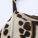  MQTIME  -  Women's Elegant Backless Animal Print Dress Casual Sleeveless Flowing Robe Summer Holiday Beach Wear New Fashion