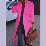 MQTIME  -  Luxurious Coat Double-Breasted Woolen Blend Coat Mid-Length Thermal Insulated Coat Classic-Style Loose Fitted Overcoat