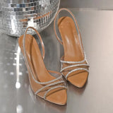 MQTIME  -  Luxury Silver Glitter Super High Heel Peep Toe Sandals Women Transparent Pvc Sling Back Pumps Summer Sexy Dress Party Shoes