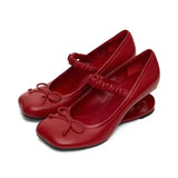 MQTIME  -  New Style Fashion Patent leather Bowknot Women Pumps Spring Summer Strange Fretwork High Heels Mary Jane Female Daily Shoes