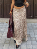  MQTIME  -  Y2k Vintage Low Waist Leopard Print Gauze Slight Strech Patchwork All Match Fashion Skirts