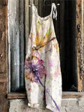 MQTIME  -  Fashion Cotton Linen Printed Halter Women's Casual Jumpsuit Spring Summer New Loose Lace-up Female Beach Vacation Jumpsuit Pants