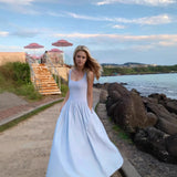  MQTIME  -  Square Collar Knitted Vest Dress Women's Waist and Thin Temperament Sleeveless Long Dress