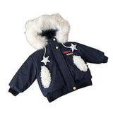  MQTIME  -  Winter Kids Baby Girls Parkas Hooded Cartoon Printed Thicken Warm Toddler Girls Cotton Coat Windproof Infant Girl Outerwear Coat