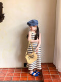 MQTIME  -  Summer Korean Toddler Girl Sundress Cotton Sleeveless Striped Young Baby Girl Dress Loose Split Hem Children Girl Sundress