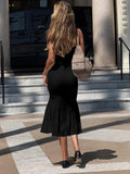 MQTIME  -  Sexy Spaghetti Strap Bodycon Ruched Summer Dress Women's Long Dress Fashion Elegant V-neck Holiday Summer Party Dress