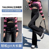 Mqtime Retro Maternity Jeans Maternal Boot Cut Pant Slimming Premama Clothing Maternal Clothes for Pregnant Plus Size Pregnant Pants