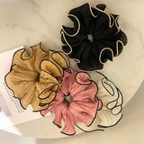 Mqtime  Korean Retro Wrinkle Chiffon Scrunchies for Women Girls Sweet Temperament Fashion Exaggerated Hair Band Hair Accessories