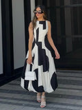 MQTIME  -  Balloon version Polka Dot Dress Sleeveless Slimming Elegant Female Gown Robes Waist Cinched Flower Bud Women Fluffy Long Dresses