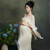  MQTIME  -  Women Maternity Dress for Photoshoot Lady Photography Clothing Elegant White Off-Shoudler Long Dress Greece Pregancy Dresses