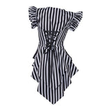 MQTIME  -   Halloween Costume Women Gothic Steampunk Coat Striped Lapel Collar Jacket Victorian Punk V Neck Flying Sleeve Jacket Tops Daily