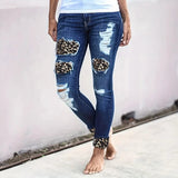 MQTIME  -  New Fashionable Boutique Women's Stretch Small Foot Women Jeans Ripped Holes Cut Washed Jeans Slim Leisure Women Jeans