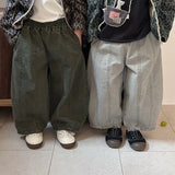 MQTIME  -  Autumn Kids Carrot Pants 1-7T Vintage Style Solid Boys Splicing Pants Korean Loose Childrens Trousers Girls Baby Wide Leg Pants