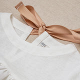  MQTIME  -  Chic Back Bow Tie Linen Shirt Girls New Solid Color Casual Loose Baby Kids Long-Sleeved Blouse Autumn Clothes