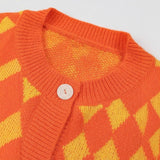 MQTIME  -  Autumn and Winter New Design Sense Contrasting Diamond Grid Simple Long Sleeved Round Neck Sweater for Women