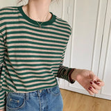 Mqtime Purple Black Autumn Long Sleeve Maternity O-Neck Nursing Top Breastfeeding Striped Shirt Postpartum Woman Zip Fly Lactation Tees