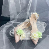MQTIME  -  bridal wedding heels High heels shoes elegant champagne Lolita cosplay y2k accessories Wedding shoes 2000s designerdress heel