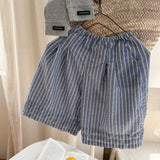 MQTIME  -  New Summer Toddlers Kids Striped Wide Leg Pants Loose Casual Ankle-length Linen Cotton Baby Boys Girls Trousers
