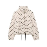  MQTIME  -  Polka Dot Lapel Fleece Coats Women's Full Sleeve Stand Collar Lace Up Single Breasted Zipper Coat 2026 Spring Autumn Wear New