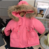 MQTIME  -  Children's Fur Collar Parkas Boys Girls Winter Hooded Jackets Teenage Thick Velvet Winter Coat Kids Warm Causal Outerwear 3-10Y