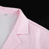 MQTIME  -  Striped Commuter French Shirt Women's Spring and Autumn New Printed Lapel Flared Sleeve Loose Pocket Shirt