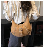 MQTIME  -  American-style PU Fashion Rivets Large-capacity Storage Bag Underarm Bags Shoulder Bag Wallet Storage Bags Woman Bag