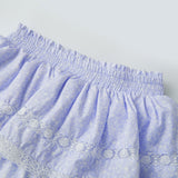  MQTIME  -  Women Ruffle Layered Shorts Loose Patchwork Lace Solid/Floral Elastic Waist Mini Shorts Casual Summer Y2K Loungewear