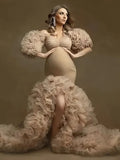 MQTIME  -  Pregnant Mermaid  Maternity Dress for Photography Ruffled  Maternity Robe Photo Shoot Dresses Women Puffy Ruched Prop Customized