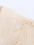  MQTIME  -  Women Elegant Chic Blouse Floral Embroidery Hollow Out Long Sleeve Buttons Shirts Spring Summer Casual Office Lady Tops