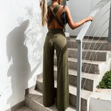 MQTIME  - 2024 New Women Hollow Out Strappy Jumpsuit Elegant V-Neck Sexy Bodysuit Romper Casual Fashion Solid Color Summer Jumpsuit OFE01