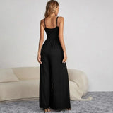 MQTIME  -  Women Rompers Summer New Ladies Casual Clothes Loose Linen Cotton Jumpsuit Sleeveless Backless Playsuit Trousers Overalls YSQ16