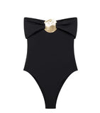 MQTIME  -  Vintage Elegant One Piece Swimsuit Women Metal Buckle Adjustable Suspender Bodysuits Bikini 2025 New Beachwear Lady Bathing Suit