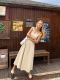  MQTIME  -  Square Collar Knitted Vest Dress Women's Waist and Thin Temperament Sleeveless Long Dress