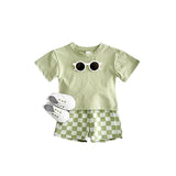 MQTIME  -  New Summer Baby Clothes Set Cute Infant Boys Solid Color T-shirt +Plaid Shorts Toddler Loose Outfit 2PCS