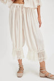 MQTIME  -  Lace Patchwork Elastic Waist Trousers Women Casual High-waisted Lace-up Loose Wide Leg Pants Lady Street Chic Bottom