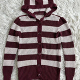 MQTIME  -  Chic Stripes Casual Hooded hood Punk Y2K Woman Daily Clothing Long Sleeve Sweater emo Fashion Knitwear Vintage Gothic Cardigan