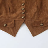 MQTIME  -  Women Fall Vintage Buttons Jacket Street Style Faux Suede Slim Jacket New Autumn Trendy Elegant Chic Dinner Jacket