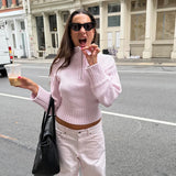 MQTIME  -  Women Cropped Sweater Pullover Casual Loose Tapered Jumper Waist Streetwear Comfort Fashion Autumn Knit Women's Pullovers