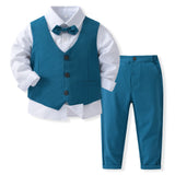 MQTIME  -  Wedding Attire Outfit Clothes Suit for Boy Ring Bearer Boy Outfits Boy's Gentleman Tuxedo Vest Bowtie Shirt Pants Kid Costume