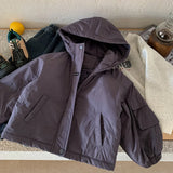  MQTIME  -  Kids Baby Boys Down Jacket Hooded Solid Thicken Warm Toddler Boys Down Coat Versatile New Winter Infant Boys Outerwear Parkas