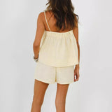 MQTIME  -  Y2K Striped Pajama Set Women 2 Piece Camisole Babydoll Tops and Striped Boxer Shorts Matching Pj Set Lounge Sets