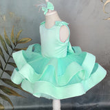 MQTIME Pink Flower Girl Dresses Satin Tulle Tiered With Bow Sleeveless For Wedding Birthday Party First Communion Gowns