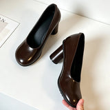 MQTIME  -  Vintage Round-Toe Chunky-Heel Women's Pumps and Heels Comfortable Loafers Designer Mary Jane Shoes Elegant Party Dress Shoes