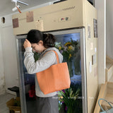 MQTIME  -  Hanrted Large Capaci Basket Bag Orange Jasmine Spring Summer Handheld Beach St Woven Bag Korean Sle oulder Bag